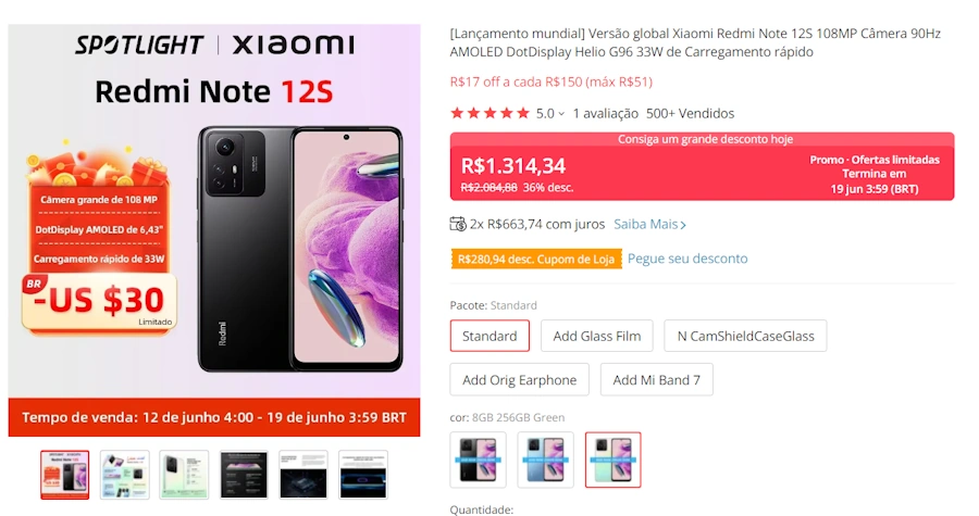 redmi note 12s preto