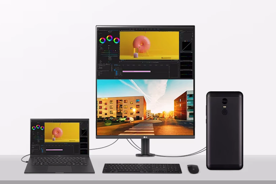 LG Ergo DualUP: O monitor vertical de tela dupla para trabalho switch kvm integrado