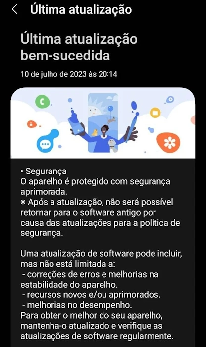 Galaxy A54 recebe atualização de segurança de junho no Brasil galaxy a54 captura