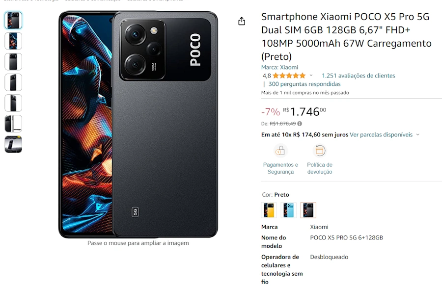 poco x5 pro 5g desconto na amazon
