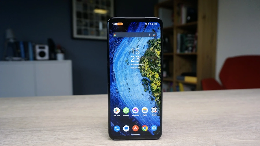 rog phone 6 tela em pe