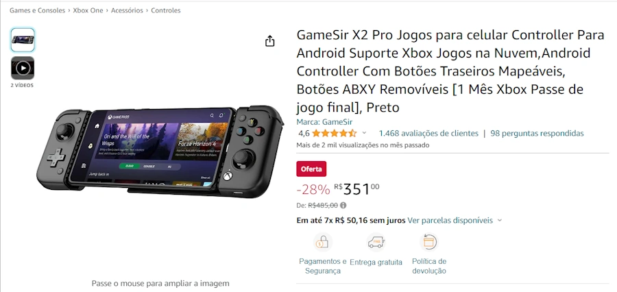 gamesir x2 pro promocao amazon