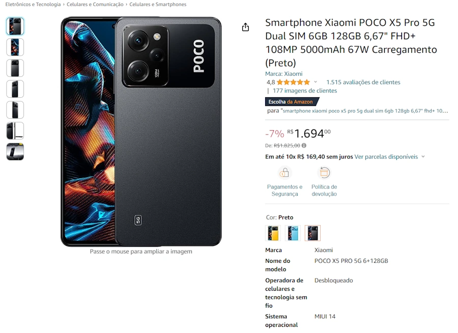 poco x5 pro preto