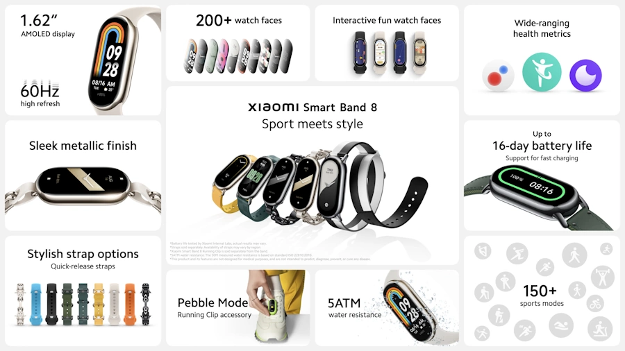 Xiaomi lança Band 8 e Watch 2 Pro com WearOS para o mercado global xiaomi band 8