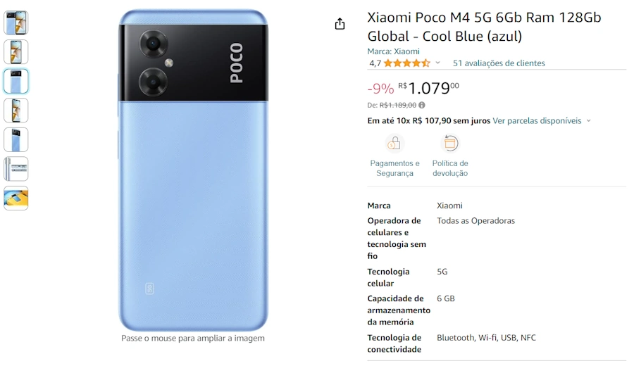 xiaomi poco m4 5g azul
