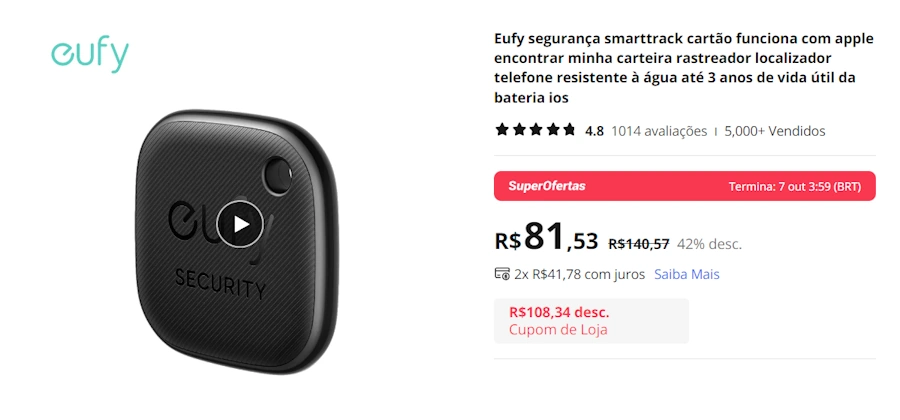Ofertas no AliExpress: 12 produtos com até 70% de desconto eufy smart track aliexpress