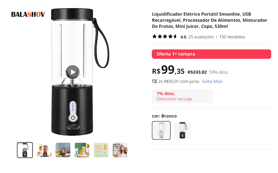 Ofertas no AliExpress: 12 produtos com até 70% de desconto liquidificador eletrico