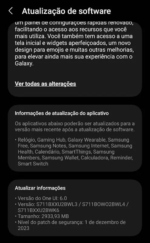 Galaxy S23 FE no Brasil recebe atualização para One UI 6.0 com Android 14 one ui 6 galaxy s23 fe