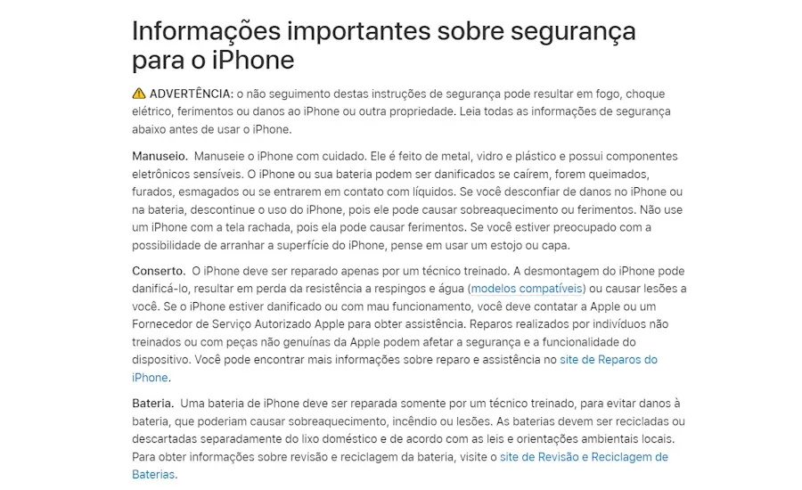 Apple informa novas a usuários novas recomendações para o carregamento dos iPhones informacoes de seguranca iphone