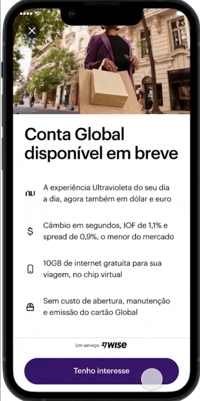 Clientes Ultravioleta ganham conta global em euro e dólar no Nubank conta global nubank ultravioleta