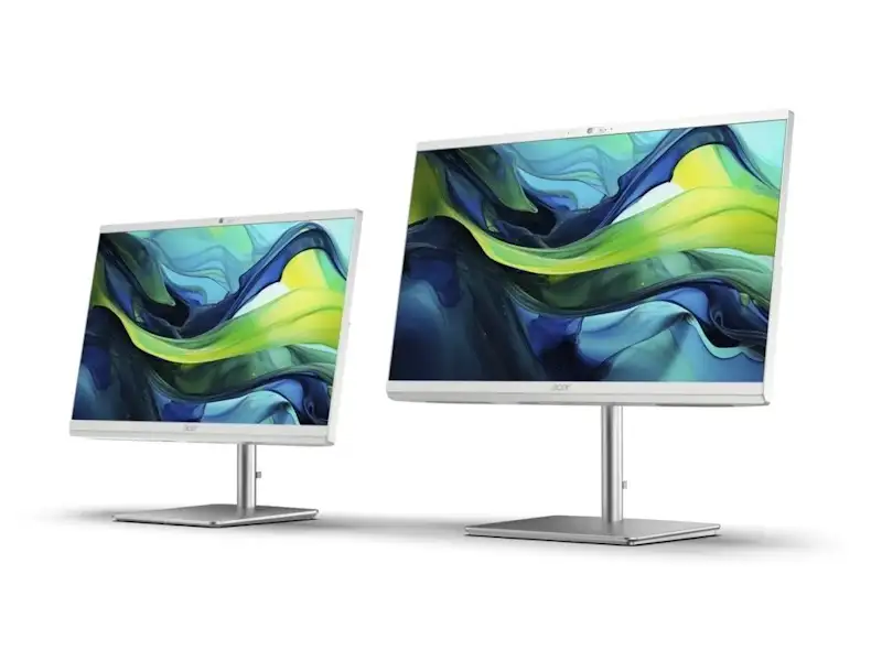 Acer anuncia novos computadores All-in-One Aspire C com recursos em IA e Intel Core Ultra acer aspire c27 e c24 lado a lado