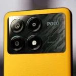 Traseira do Poco X6 Pro amarelo.