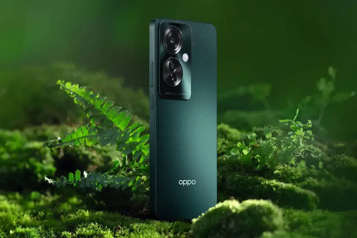 oppo reno 11 f 5g verde traseira, imagem de divulgação da marca