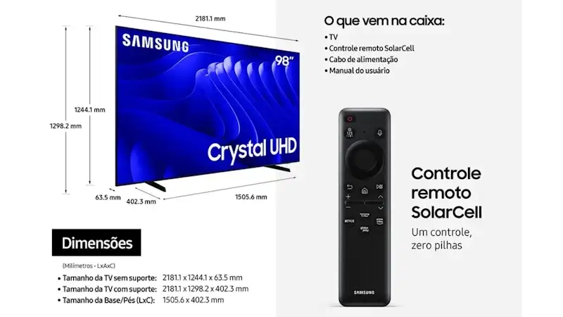 Samsung lança a nova Crystal UHD DU9000 com 98 polegadas e resolução 4K super big tv crystal uhd 4k du9000
