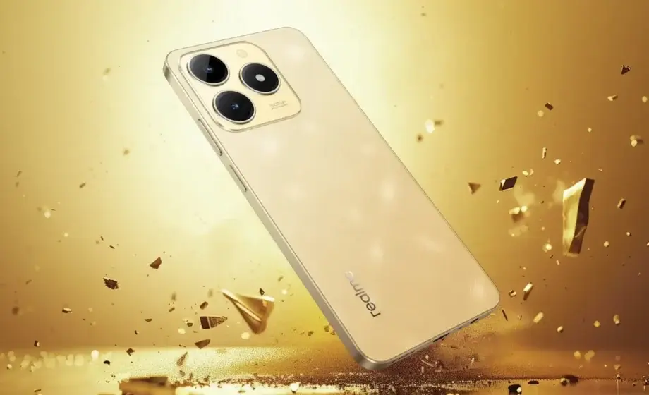 Realme C61 na cor dourada