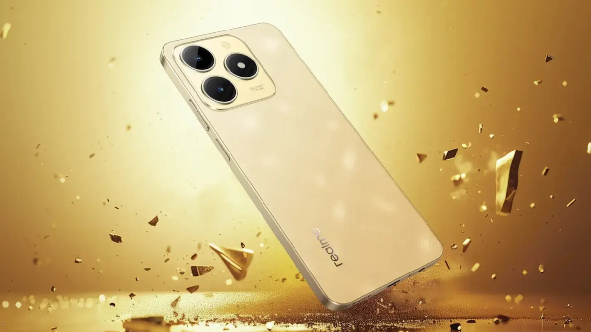 Realme C61 na cor dourada