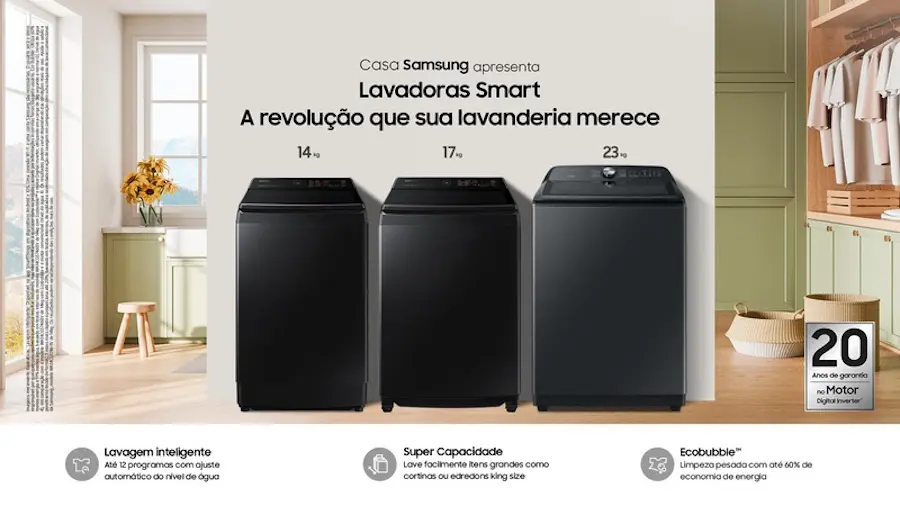 Samsung lança três novas lavadoras top load no Brasil; veja os preços samsung top load