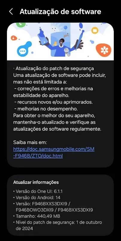 Samsung libera atualização de segurança de outubro para Galaxy Z Fold 5 no Brasil z fold 5 atualizacao