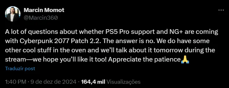 Cyberpunk 2077: atualização surpresa versão 2.2 será detalhada em evento oficial cyberpunk 2077 2.2 update