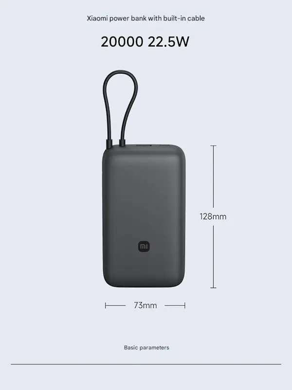 Xiaomi lança powerbank de 20000mAh com cabo embutido e carregamento rápido powerbank 20000mah xiaomi