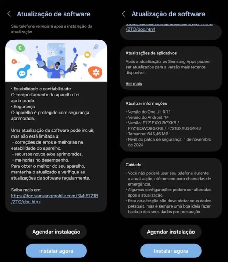 Galaxy Z Flip 4 é atualizado com o pacote de segurança de novembro no Brasil z flip 4 atualizacao de sistema