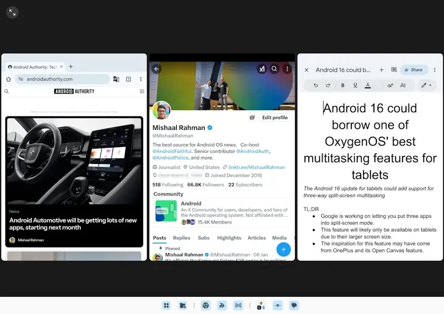Android 16 pode permitir uso de três apps ao mesmo tempo; veja como o recurso vai funcionar android 16 divisao de tela 3