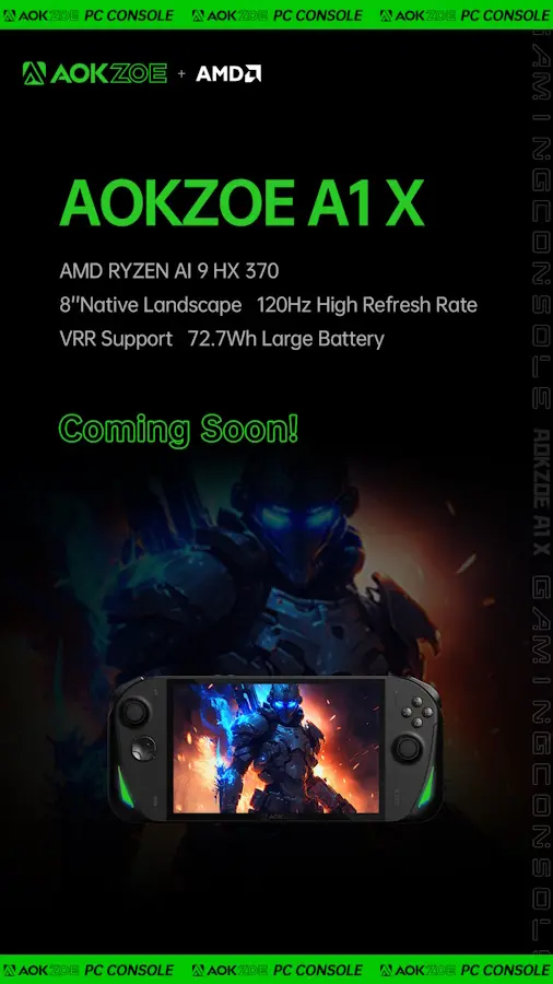 AOKZOE A1 X é apresentado com Ryzen AI 9 HX 370 e bateria de 72,7 Wh AOKZOE-A1-X-anuncio