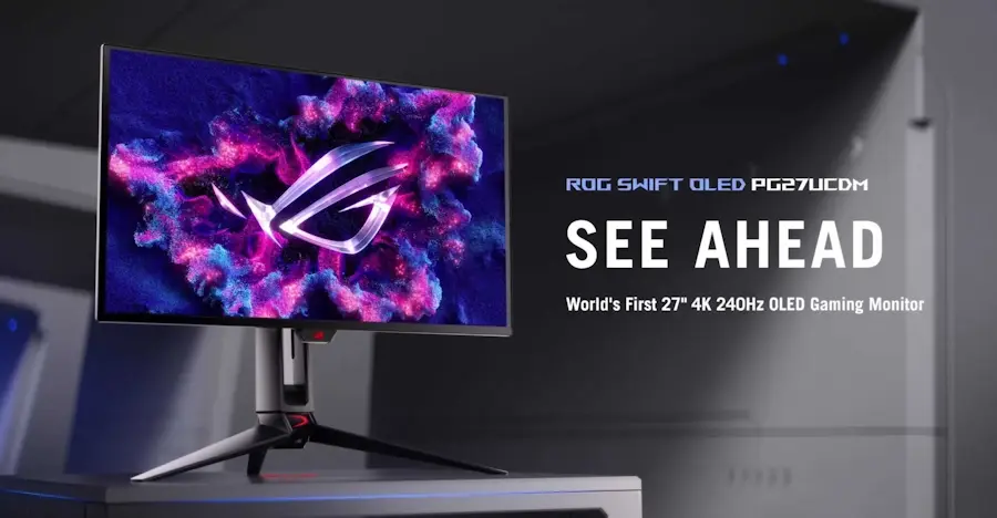 MSI, Asus e Samsung lançam novos monitores QD-OLED 4K de 240 Hz ROG_SWIFT_PG27UCDM