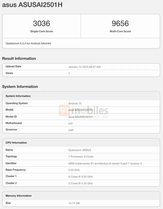 Zenfone 12 Ultra rivalizar com Galaxy S25 Ultra em testes de desempenho; saiba mais zenfone 12 ultra benchmark