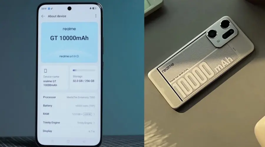 realme apresenta celular conceito com bateria de 10.000 mAh realme gt 10000 mah