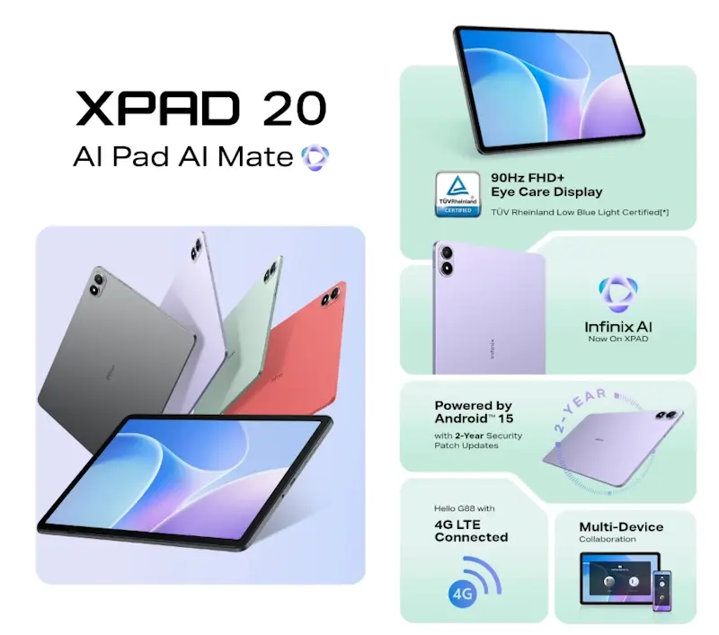 Infinix XPAD 20 é anunciado com Android 15, tela de 11” e bateria de 7.000 mAh xpad 20 infinix